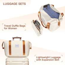 Luggage Sets 6 Piece With Duffel Bags, Hardside Expandable Suitcases With Spinner Wheels TSA Lock, Cream - Champagne - View 3