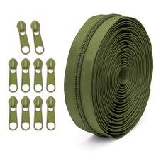 177.16-Inch Zipper With 10 Zipper Pulls, 5# Nylon Colored Zipper, 20 Color Options, Matching Zipper Pulls, Suitable For Clothing, Outerwear, Luggage, Bags, DIY Crafts And More - 5# Solid Color Nylon - View 19