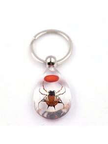 1pc Transparent Insect Keychain, Amber Insect Specimen Keychain Pendant - Multicolor - View 8