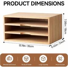 Wooden Desktop Organizer Paper Storage Letter Tray File Sorter - Desk Rack Magazine File Dividers Holders For Home Office Accories Wood Desk Cabinet With 3 Layer Trays Natural 3KWJG-NA - 3層0抽屜 - 查看 3