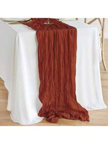 1pc 118 Inch Maple Leaf Red Table Runner Gauze Table Runner Suitable For Boho Wedding Decoration Baby Shower Birthday Party Table Decoration - Maple Leaf Red - View 9