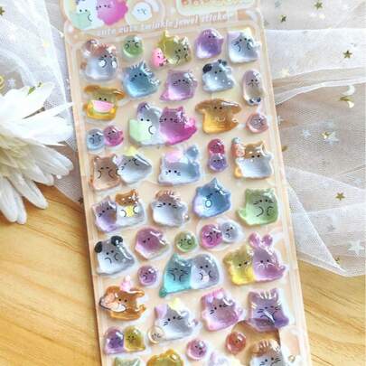 3D立体浮雕水晶贴纸，水果兔子图案，儿童手工益智DIY装饰材料，礼品贴纸，螺旋笔记本，办公学习用品，提高工作效率，返校必备，学习用品