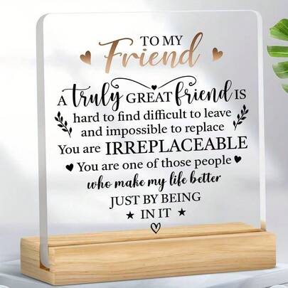 [Acrylic Decor] Acrylic Desktop Decor For Friend Appreciation | 1pc | 3.9in*3.9in Acrylic | Featherless Transparent | Home And Office Decoration | Best Friend, Girlfriend, Soul Sister - Christmas, Halloween, Thanksgiving |
