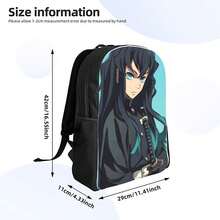 Men's M-Muichiro-Tokito Minimalist Anime Style Backpack - Loose Design School Bag With One Main Compartment, Suitable For College Daily Carry And Outings - Durable Single Compartment Grab-And-Go Design (Tokito Character Logo) - 混合 - 查看 4