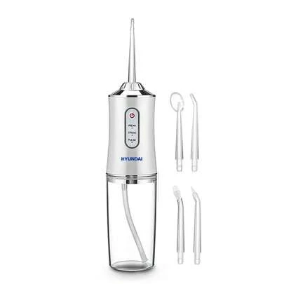 HYUNDAI Rechargeable Dental Flosser, Portable Handheld Wireless Teeth Cleaner, Electric Oral Irrigator, 3 Modes, 4 Nozzles, Suitable For Home Oral Care