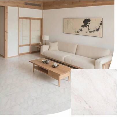 Art3d フロアタイル 大理石 置くだけ タイルカーペット 厚手1.5mm 接着剤不要 防水 フロアマット 初心者OK DIY 床材 玄関 洗面所 寝室 賃貸OK - 305 x 305MM x 30枚/ 約1.6畳分 型番号536