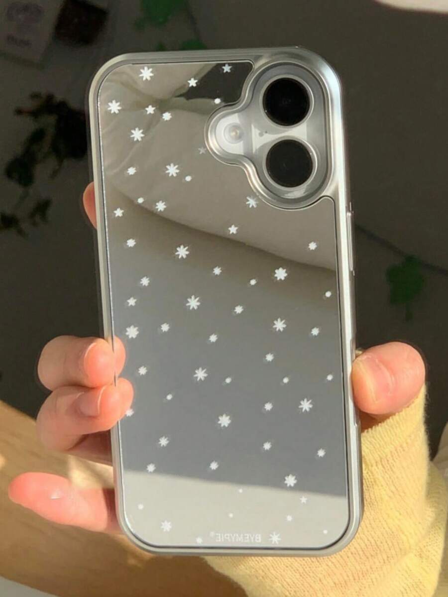 奢华白色星空镜面保护壳，兼容 17 Pro Max、17 Pro、17 Air、17、16、15、14、13、12 Pro Max Plus、11，镜头保护防震后盖 - 鏡面白星星 - 查看 1