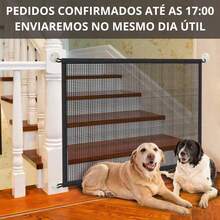 Tela Divisória para Portas Cerca Cachorros Barreira Pet Proteção Segurança Ambiente Interno Casa - Preto - Visão 1