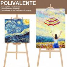 Soporte De Caballete Para Pintura Y Exhibición, Caballete De Madera Profesional Pinturas Ajustable 1.5m, Caballete De Arte Para Dibujo, Caballete Plegable Para Niños, Ideal Para Regalar Y Exponer - Albaricoque - Ver 3