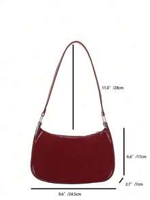 Fashionable Burgundy Solid Mirror Surface Women's Shoulder Bag, Luxurious Elegant Handbag - Burgundy - View 2