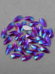 50pcs/Pack, Large Size 9*18mm Teardrop Acrylic Flat Bottom Pointed Top Rhinestones, Undrilled Rhinestone Gems For Clothing & Accessories DIY