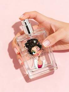 一套情人节精致少女图案香水瓶，50毫升玻璃可填充香水瓶，迷你香水瓶，精致少女护肤图案设计，旅行必备，可填充喷雾瓶，周年纪念日和生日的绝佳礼物，情人节礼物，情人节必备，送给爱人的完美礼物 - 彩色 - 查看 2