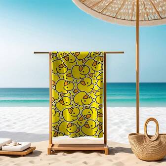 Supersöt anka tecknad mönster extra stor strandhandduk, lätt snabbtorkande superabsorberande badhandduk, lämplig för yoga, resor, simning, strand, fitness, camping - perfekt för utomhusaktiviteter och resor