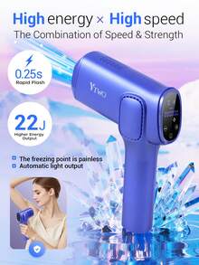 YTWO 2026 Flashlight Laser Hair Removal Device, 22J High Energy Hair Removal, Painless Ice Point Hair Removal, 0.25s Fast Flashing, IGBT Fast Flashing Hair Removal Device, Skin Detection Function, Unlimited Flashes, 9 Energy Levels, LCD Display, Localized Hair Removal Setting, Includes 1 Bikini Area Attachment, Valentine's Day Gift - Blue - View 2