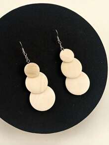 Round Drop Earrings - Beige - View 5