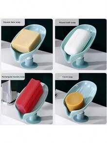 1pc No Drill Soap Dish, Bathroom Suction Cup Soap Holder, Creative Draining Soap Box