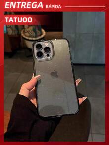 1 Piece Glitter Clear Phone Case, Drop-Proof And Durable, Compatible With Apple 16/16Pro/16Plus/16ProMax - 透黑色 - 查看 11