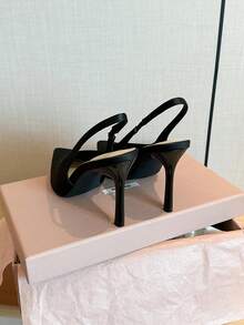 New Elegant Sexy Women High Heel Sandals, Pointed Toe Backless Stilettos For Wedding, Date, Commute, Party - Black - View 9