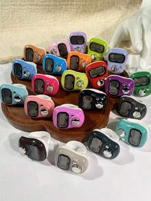 Contador manual portátil con forma de anillo, color macaron, pantalla digital hasta 99999, herramienta de conteo con forma de anillo, para uso doméstico/oficina, estadísticas de actividades/recuento de almacén/recuento de cuentas de oración, pequeño regalo de actividad, artículo esencial para el Ramadán - Multicolor - Ver 6