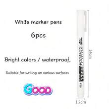 2/4/6pcs White Marker Pens, Waterproof Alcohol Ink, Suitable For Tires, Fabrics, Wood And Artificial Leather, Easy To Grip, Long-Lasting Graffiti Art Pens - Multicolor - View 13