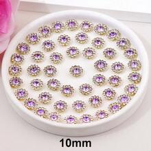 8mm, 10mm, 12mm, 14mm, 50 piezas/paquete, Cristales de Rhinestone redondos con forma de flor y base dorada DIY para coser o pegar, Lentejuelas brillantes, Decoraciones para ropa, bolsos, zapatos, manualidades, adornos DIY.