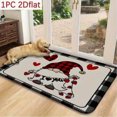 1 st. vintage lantlig stil & hjärtformad söt dörrmatta, klassiska rustika element, plysch rektangulär matta med dvärggrafik, absorberande dörrmatta för inomhus/utomhus, lämplig för alla årstider, dörrmatta, liten matta, välkomstmatta, matta, golvmatta, dörrmatta för utomhusbruk, köksmatta, heminredning, ytterdörrmatta, liten matta, utomhusmatta, heminredning, trädgårdsmatta, tvättbar matta