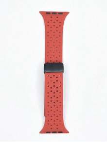 1pc Birdnest Hollow Fashionable Silicone Watch Band, Fits 44mm, 49mm, 42mm, 41mm, 45mm Watch Dial, Compatible With Apple Watch Bands, Ultra 9876543210 Series, SE Birdnest Hollow Folding Magnetic Silicone Strap - Multicolor - View 12