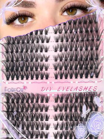 FQBFQB 252 st lösögonfransar i kluster, 40D+50D fransar, 0,05 mm, tjocka blandade modeller, 10–18 mm längd, lätta att applicera, gör-det-själv hemma, lämpliga för nybörjare och vardagsbruk, ögonfranskluster, individuella lösögonfransar