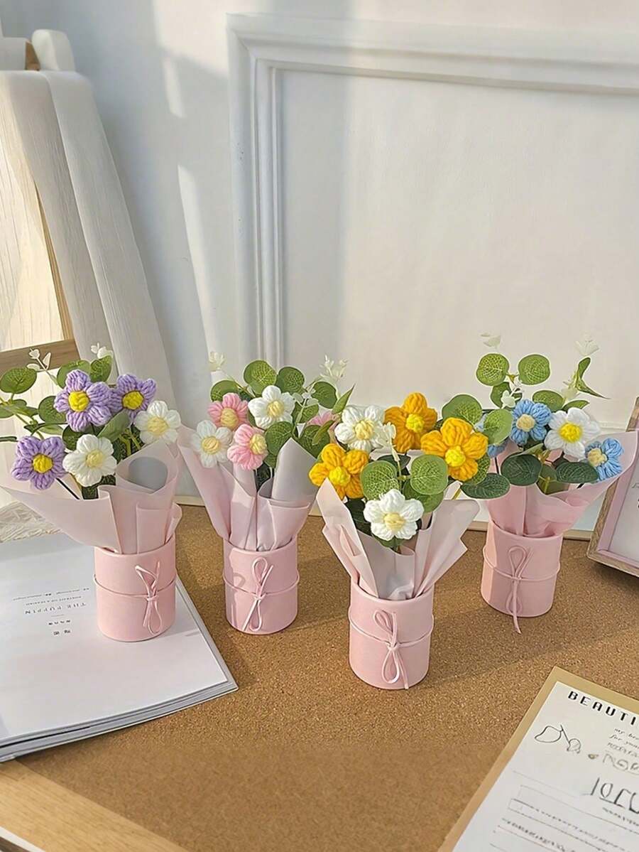 Rosa de ganchillo hecha a mano, regalo del Día de San Valentín, flor artificial tejida eterna, flor falsa de punto, flor preservada, mejor regalo para el Día de San Valentín, cumpleaños, boda, ceremonia de graduación, Día del Maestro. Adecuado para restaurante, habitación, dormitorio y otra decoración del hogar, también una opción ideal para la fiesta del Día de San Valentín. Decoración del Día de San Valentín - Multicolor - Ver 1
