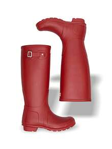 Hunter Giày bốt cao cổ cho nữ chống gió giữ ấm chống thấm nước màu trơn dễ vệ sinh đa năng thể thao ngoài trời hàng ngày đi học cho nữ màu đỏ WFT1000RMA - Đỏ - Xem 5