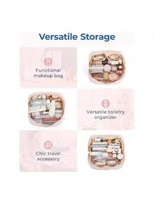 1pc Travel Makeup Bag, Fluffy Pouch, Women's Makeup Storage Bag, Wide-Mouth Small Bag, Essential Travel Toiletries Accessories, Brushes,Suitable As A Valentine's Day Gift - Multicolor - View 6