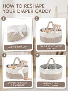 Giỏ đựng tã em bé bằng dây cotton, giỏ đựng tã di động, thích hợp cho bàn thay tã, sắp xếp phòng trẻ sơ sinh, quà tặng cho bé sơ sinh, đồ dùng cần thiết cho bé. - Nhiều màu - Xem 4