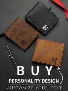 Personalized Wallet And Card Holder, Men's Personalized Wallet, Customizable With Name Or Text, Customized Men's Wallet, Pure Black Foldable Card Holder And Cash Compartment, Customized Letter Combination Gift, Gift For Husband, Father, Boyfriend (Birthday, Anniversary, Graduation) - Compact Personalized Cash Clip