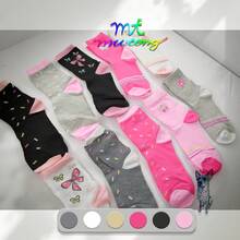 Kit 3/6/12 Par Cano Alto/meia longa Feminino Estampado Adulto.verao.natal.confortavel.dia a dia /512 - Multicolorido - Visão 4