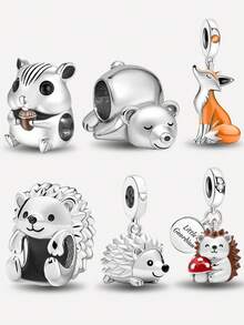 1颗925纯银刺猬珠吊坠，适合DIY手链和女士首饰 - 集合2 - 查看 1