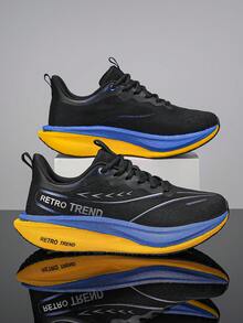 Couple's Ultra-Light Thick-Sole Professional Running Shoes, Casual Sports Outdoor Shoes, Fashion - Black and Yellow - View 5
