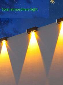 4/2/1个户外太阳能灯，IP65防水，户外太阳能壁灯，装饰太阳能花园灯，暖白光，LED户外壁灯，太阳能围栏灯，阳台装饰太阳能灯