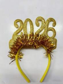 1/2 piezas Diadema con lentejuelas brillantes de Navidad y Año Nuevo 2026, color plateado y dorado, decoración de cinta 3D, adecuada para fiestas, otoño/invierno, belleza, diadema, aro para el cabello, para mujeres