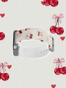 1条柔软弹力透气蝴蝶结樱桃表带，适用于三星、佳明、荣耀智能手表，尺寸可选38mm、40mm、41mm、45mm、44mm、42mm、46mm、49mm；时尚休闲硅胶表带，适用于苹果手表Ultra系列SE/11/10/9/8/7/6/5/4/3/2/1 - 彩色 - 查看 5