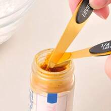 Stainless Steel Magnetic Measuring Spoon Set Gold Double-Sided Magnetic Measuring Spoon Set Measuring Cup & Spoon Set With Markings Tea/Coffee Spoon Set For Restaurants For Dry And Liquid Ingredients, Cooking And Baking Kitchen Tools - Multicolor - View 4