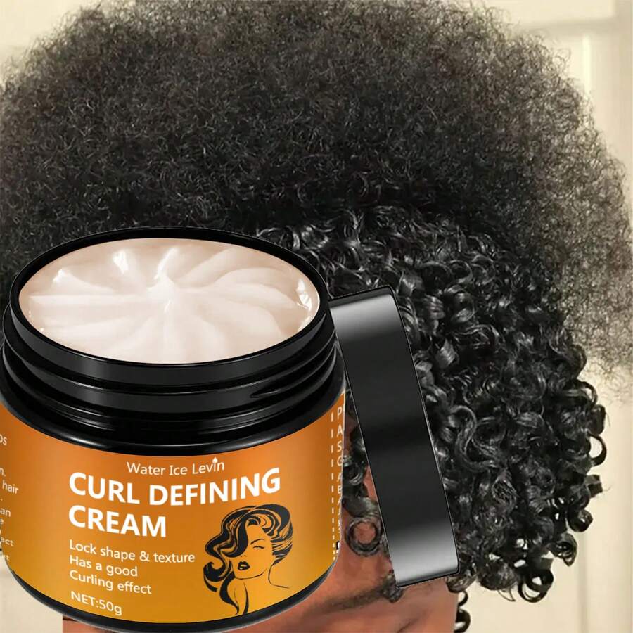 男女通用卷发定型霜 - 富含椰子油，持久防毛躁，打造弹力卷发，持久保湿，持久定型，适合波浪卷和卷发造型 - 橘色 - 查看 1