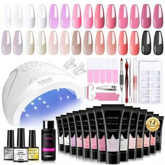 LIMEGIRL Complete Polygel Nail Kit For Beginners - All-In-One Gel Extension Nail Kit, Professional Nail Art Starter Kit,Set Manicure Starter Kit Gifts For Women