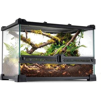 Glass Reptile Terrarium Insect Breeding Tank Vivarium Habitats For Lizards, Horned Frogs, Snakes, Spiders Reptile Glass Terrarium Tank Amphibians Box (Horizontal)
