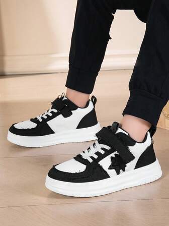 Tonåringar/Ungdom Unisex Mode Femuddiga Stjärnor Vintage Canvas Patchwork Höga Sneakers, Lätta Utomhusskor Halkfria Fritidsskor, Matchande Bestie-Stil