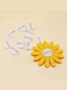 时尚白色塑料圆形胸针别针 - 不易褪色变形，是DIY向日葵和其他时尚配饰的理想之选，经久耐用的别针底座，适用于服装和胸针，闪亮别针 - 白色 - 查看 6