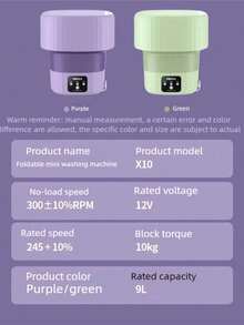 OBOVAY Máy giặt mini gấp gọn di động, máy giặt tự động dạng xô mini dùng trong gia đình, máy giặt quần áo trẻ em, thích hợp cho du lịch, cắm trại, căn hộ, ký túc xá. - Phích cắm loại C của EU (220-240V) - Xem 11