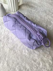 Estuche de lápices de color caramelo lindo, bolsa de almacenamiento de papelería suave y esponjosa para estudiantes, organizador de cosméticos con cremallera grande