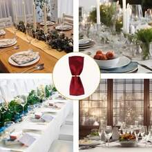 100pcs/50pcs/12pcs Set Gold Leaf Napkin Rings, Restaurant Dining Cloth Napkin Holders - Gold - View 4