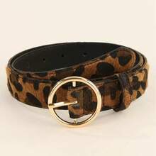2pcs/1pc Gold 3-Piece Fashionable Buckle Belt, Versatile For Dresses, Jeans, Leopard Print PU Leather Women Belt - Multicolor - View 10