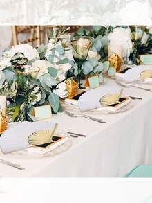 1pc/5pcs/10pcs DIY Blank Hand-Painted Folding Fans, Retro Hand Fans, Personalized Folding Paper Fans, Portable Party & Wedding Supplies, Fan Gifts & Decorations, Wedding Fans, Hand-Held Fans, Suitable As Party Gifts And Photo Props. Applicable For Restaurants, Wall Decor, Weddings, Parties, Bridal Showers, Birthday Parties, Bachelorette Parties, Wedding Party Favors. - Multicolor - View 5